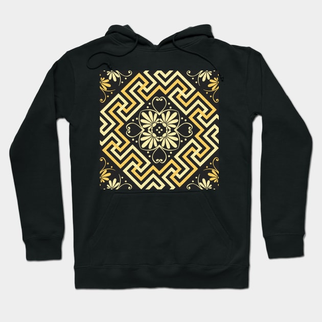 Seamless gold Greek ornament Meander Hoodie by kavalenkava